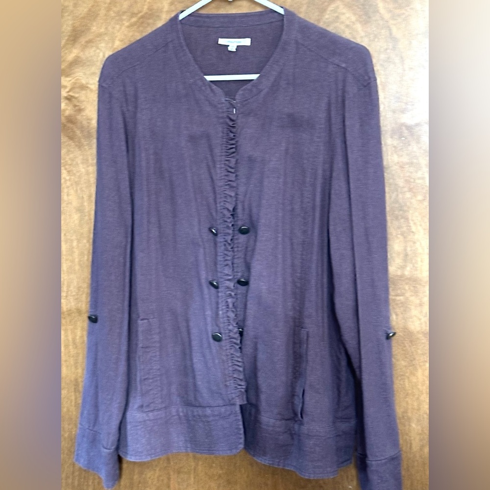 Maurices Brownish Purple Open Front Blazer Adjustable Sleeves